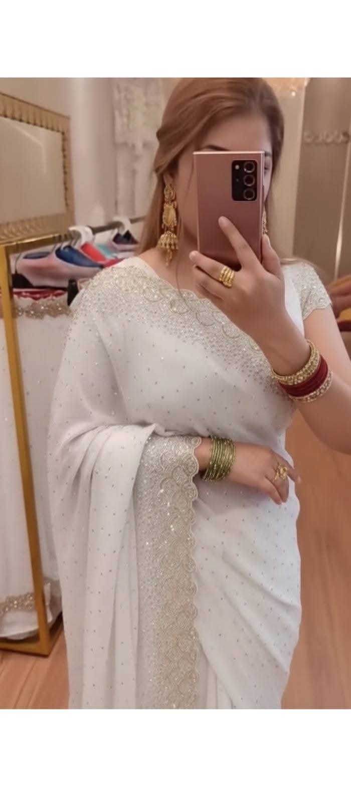 White Color Jorjet with stone